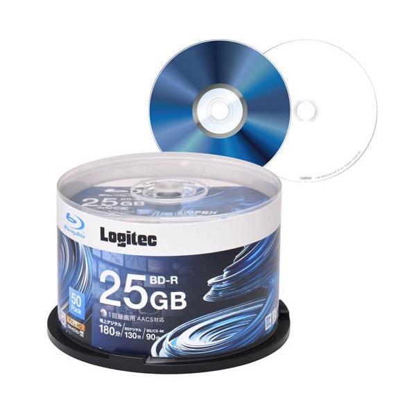 ロジテック 6倍速 BD-R 50枚入り 1回録画用 25GB AACS対応 ブルーレイディスク Blu-ray Disc 記録用 記録メディア スピンドルケース LM-BR25VWS50W