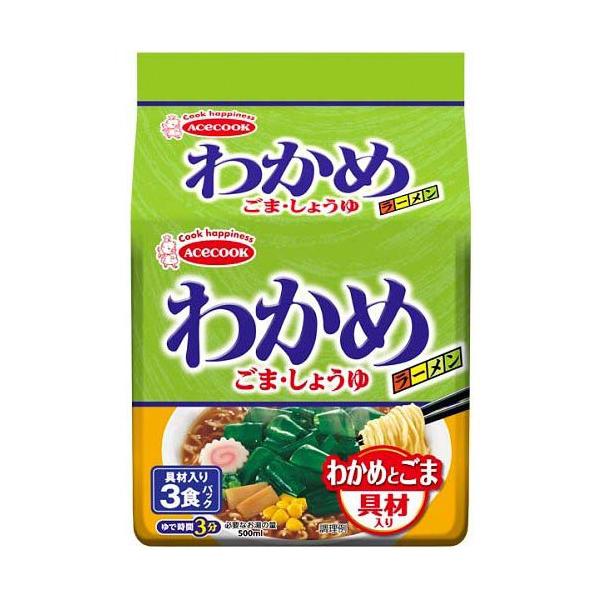 わかめラーメン ごま・しょうゆ 具材入り 袋麺 ( 3食入 )/ : 爽快
