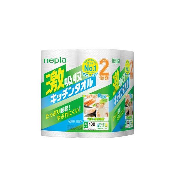 ネピア 激吸収 キッチンペーパー 厚手タイプ 2倍巻 ( 100カット*4