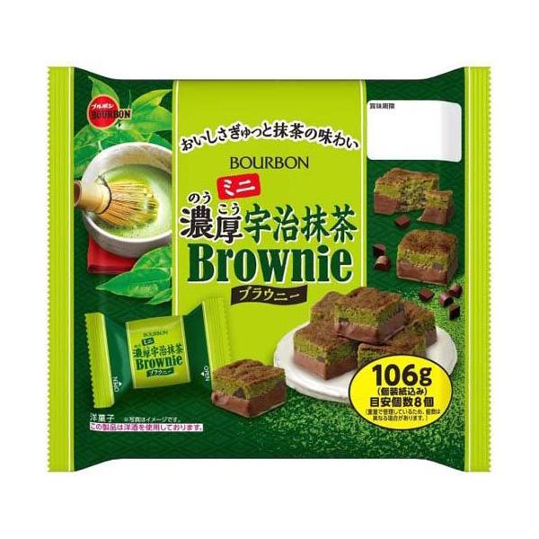 ミニ濃厚宇治抹茶ブラウニー/お菓子/【発売元、製造元、輸入元又は販売元】ブルボン/【ミニ濃厚宇治抹茶ブラウニーの商品詳細】●宇治抹茶を練り込んだブラウニー生地に、チョコチップをごろごろちりばめて焼きあげ、チョコレートでハーフコーティングした...