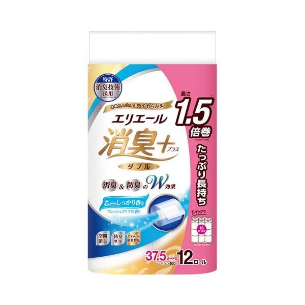他サイト： エリエール 消臭+ しっかり香る フレッシュクリアの香り たっぷり長持ち ダブル ( 12ロール入 )/ エリエールの商品画像