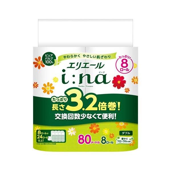 他サイト： エリエール i：na(イーナ) トイレット ダブル 3.2倍巻 ( 8ロール入 )/ エリエールの商品画像