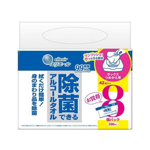 他サイト： エリエール 除菌できるアルコールタオル ボックス つめかえ用 ( 42枚入*8個パック )/ エリエールの商品画像