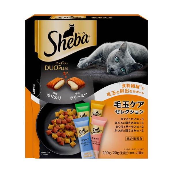 Sheba シーバデュオ 猫用ドライフード 200g 24袋セット まとめ売り シーバ デュオプラス 毛玉ケアセレクション 成猫用 ( 200g )/ シーバ