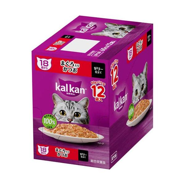 他サイト： カルカン パウチ １８歳から まぐろ入りかつお キャットフード ウェットフード ( 60g×12袋入 )/ カルカン パウチ ( キャットフード ウェットフード )の商品画像