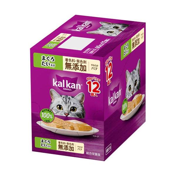 他サイト： カルカン パウチ やわらかパテ まぐろ たい 着色料発色剤 無添加 キャット ウェット ( 60g×12袋入 )/ カルカン パウチの商品画像