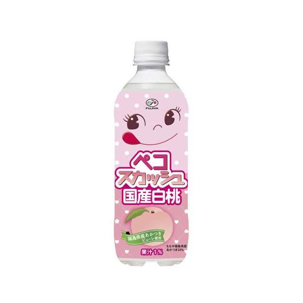 不二家 ペコスカッシュ 国産白桃 ペットボトル ( 500ml×24本入
