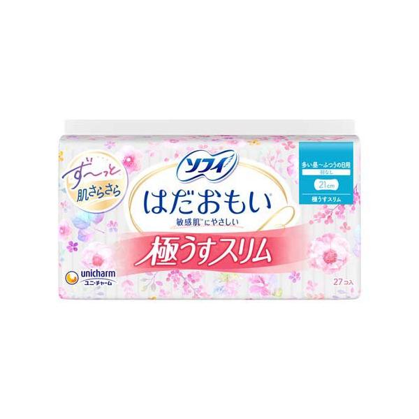 ソフティ はだおもい 極うすスリム 27枚入×24袋 ソフィ はだおもい 極うすスリム 多い昼〜ふつうの日用 21cm 羽なし