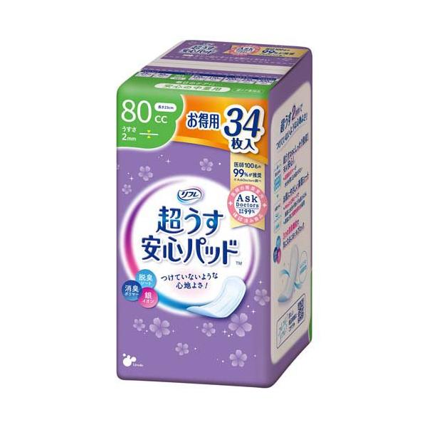リフレ 超うす安心パッド 安心の中量用 80cc【リブドゥ】 ( 34枚入
