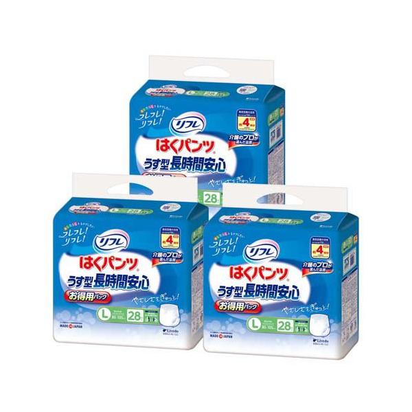 リブドゥコーポレーション リフレ はくパンツ うす型 長時間安心 L(28枚入) ×3袋