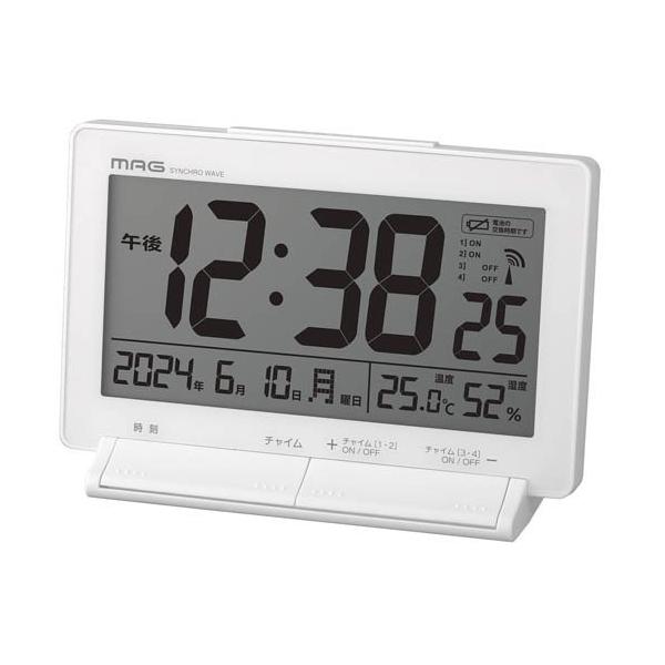 電波置時計 象嵌タイプクリスタル 高さ26cm 美品 MAG デジタル電波置時計 タイムチャイム T-792 WH-Z ( 1個 ) : 爽快