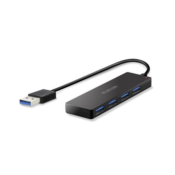 エレコム USBHUB3.0 4ポート USB3.0 ハブ バスパワー 薄型 4ポート ブラック┃U3H-FC02BBK