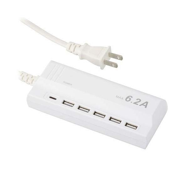 USB AC�`���[�W���[ TypeA*5+TypeC 1.5m SMP-U5C62E3-W ( 1�� )/ OHM