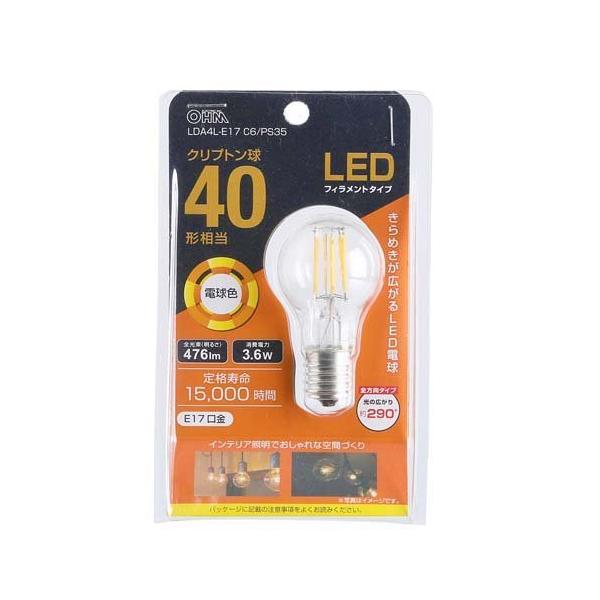 LED�d�� �t�B�������g �N���v�g���� E17 40�`���� �d���F LDA4L-E17 C6�^PS35 ( 1�� )/ OHM