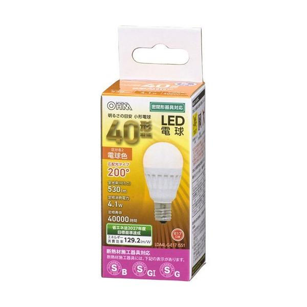 LED�d�� ���` E17 40�`���� �d���F LDA4L-G-E17 IS51 ( 1�� )/ OHM
