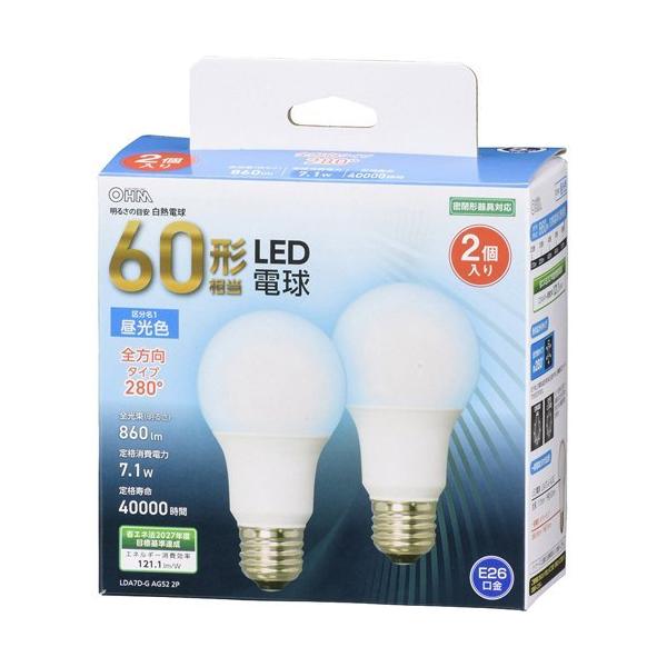 LED�d�� E26 60�`���� �����F �S���� LDA7D-G AG52 2P ( 2�� )/ OHM