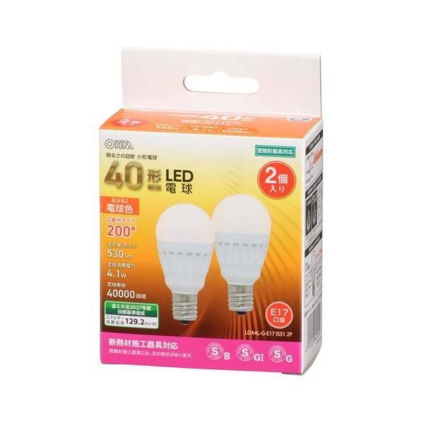LED�d�� ���` E17 40�`���� �d���F LDA4L-G-E17 IS51 2P ( 2�� )/ OHM