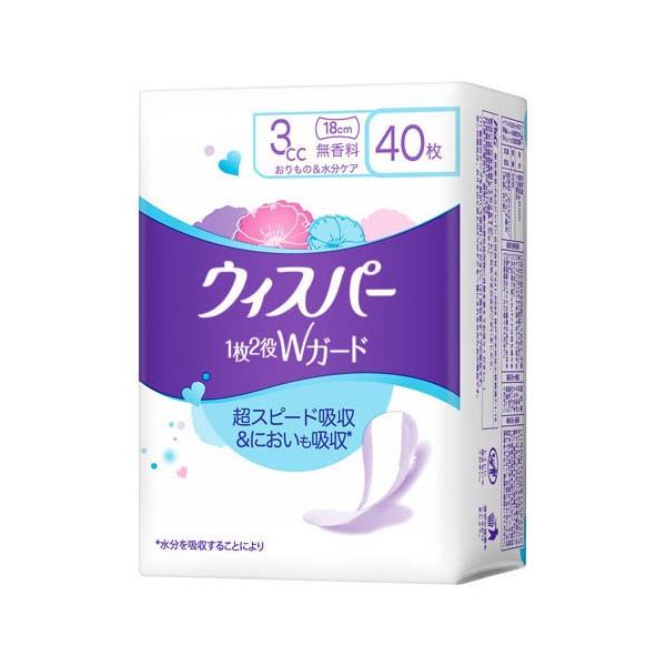 お値引きウィスパーうすさら吸水ケア 18個 新品 ウィスパー 1枚2役Wガード 3cc 無香料 ( 40枚入 )/ : 爽快ドラッグ