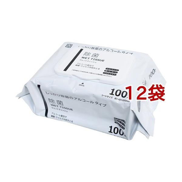 除菌 ウェットティッシュ アルコールタイプ 厚手 ( 100枚入*12袋セット )