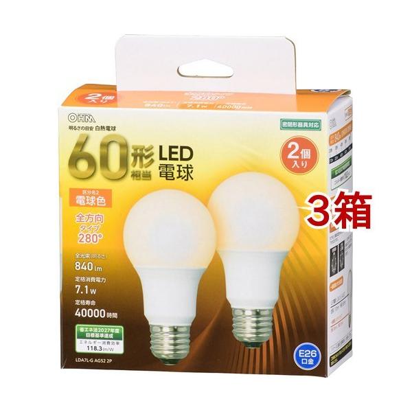 LED�d�� E26 60�`���� �d���F �S���� LDA7L-G AG52 2P ( 2��*3���Z�b�g )/ OHM