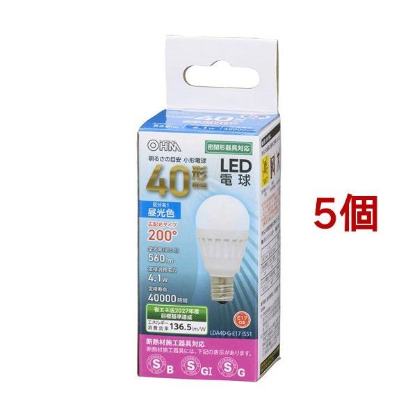 LED�d�� ���` E17 40�`���� �����F LDA4D-G-E17 IS51 ( 5�Z�b�g )/ OHM