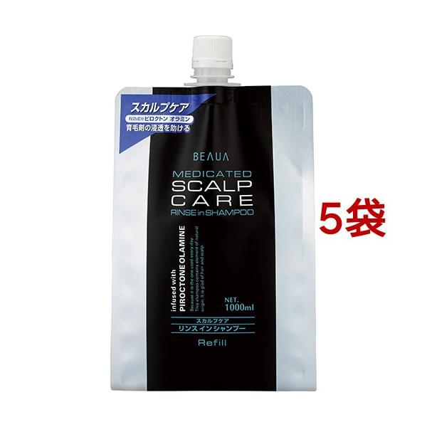 熊野油脂 ビューア 薬用スカルプケアリンスインシャンプー 詰め替え用 1000mL ×5個