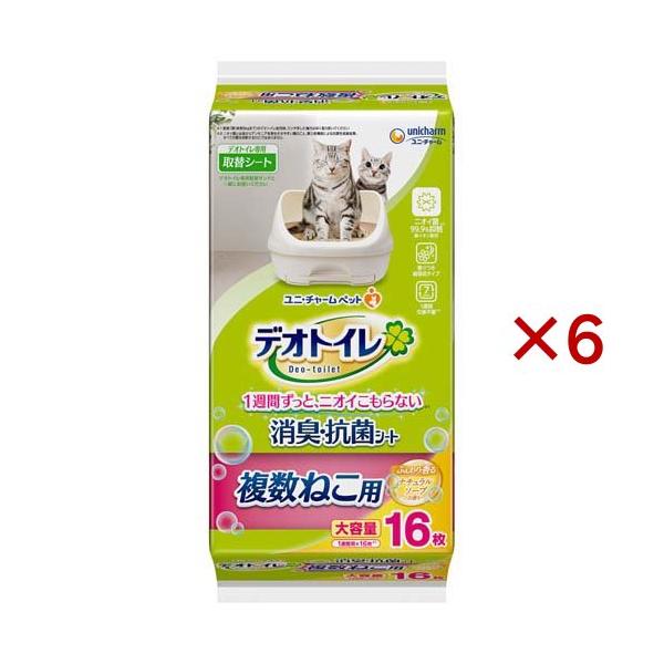 デオトイレ 複数ねこ消臭抗菌 ナチュラルソープ16枚入り✖︎6袋セット デオトイレ 複数ねこ用 消臭・抗菌シート ナチュラルソープ 香り ( 16