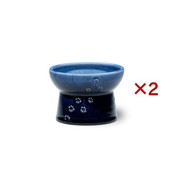 【限定品あり】猫壱　ハッピーダイニング　フードボウル2個　ウォーターボウル1個 猫壱 ハッピーダイニング 猫用 脚付フードボウル 日本製 ブルー ( 2