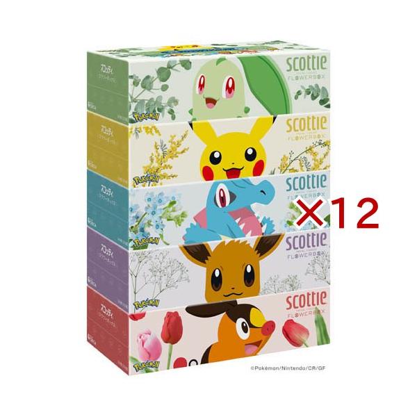 スコッティ ティッシュ ポケモン フラワーボックス 大容量 ( 5箱入×12