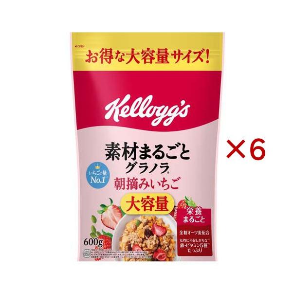 素材まるごとグラノラ 朝摘みいちご 大容量 ( 600g×6セット ) : 爽快