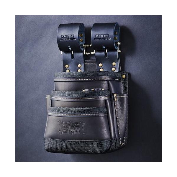 KNICKS（ニックス） チェーンタイプ総ヌメ革使用3段腰袋 ブラック