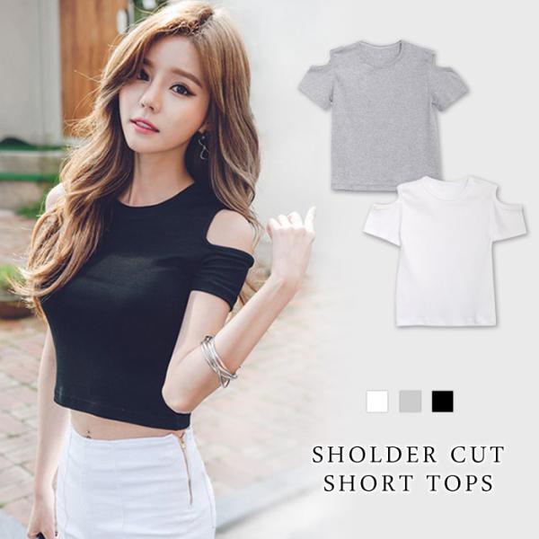 ショートトップス　M　半袖　WHITE　カットソー KOEISTORE トップス レディース 半袖 春 夏 春夏 黒 白