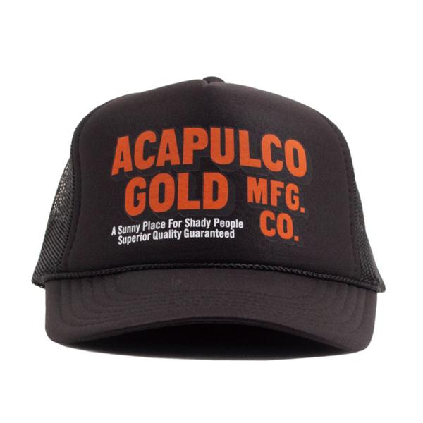 ACAPULCO GOLD アカプルコゴールド メッシュキャップ OJ LOGO TRUCKER CAP ストリート ロゴプリント ブラック