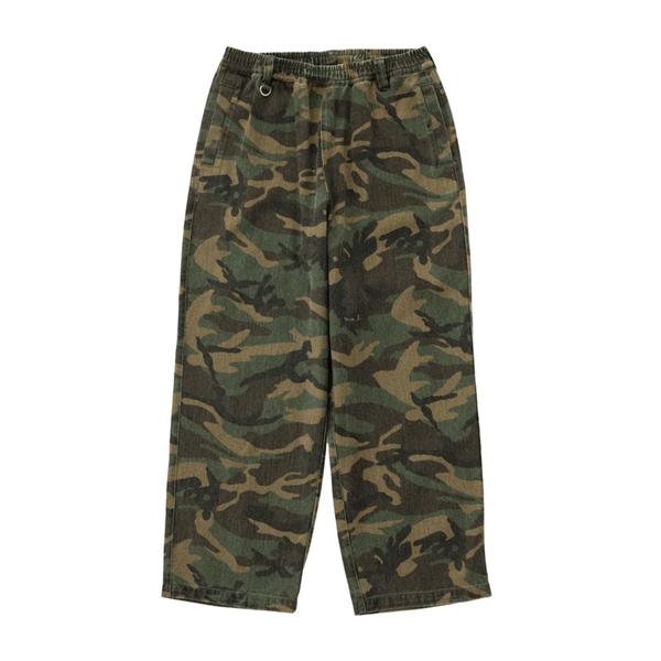 FUBU フブ フーブ イージーパンツ WIDE EASY PANTS ストリート ヒップホップ ワイドシルエット ウォッシュ加工 ロゴ刺繍 カモフラージュ M L XL