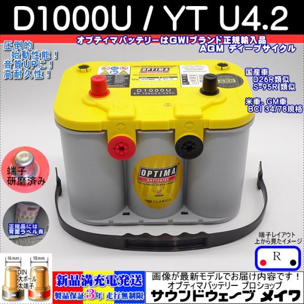 初回限定 日本正規品 OPTIMA オプティマ イエロートップバッテリー YTU