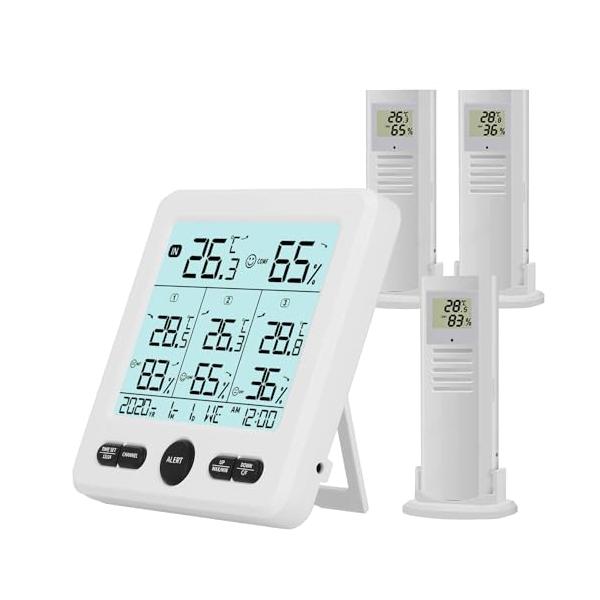 【複数データ表示】：大型液晶画面に時刻、カレンダー、曜日、室内/室外湿度/温度、温度/湿度の傾向、快適度などを同時に表示し、最高・最低温湿度を記録します。 より見やすくなりました。摂氏と華氏の表示切替が可能。温/湿度計デジタルシステム内に存...