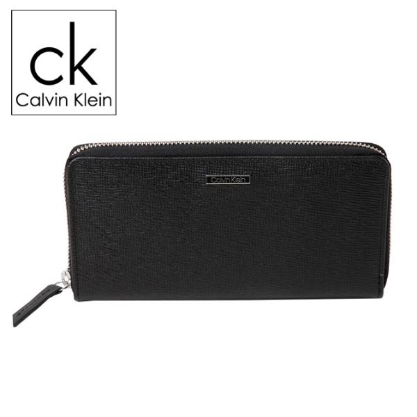 カルバンクライン ラウンドファスナー長財布 CK レザー型押し ブラック 箱付 southcoast_31ck190006