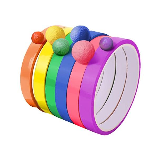 テープボール 6ロール カラフル テープボール用テープ ボールテープ DIY ストレス解消 グッズ ハードテープ スティッキーボール ストロング