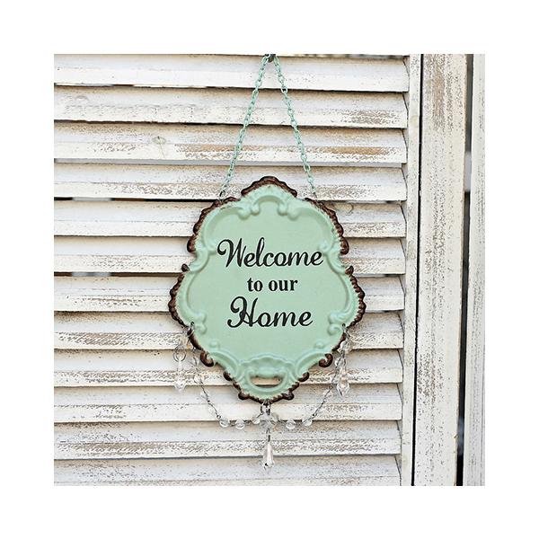 インテリア雑貨 ペールグリーン ウェルカムプレート ウェルカムボード おしゃれ アンティーク  玄関先 ガーデン