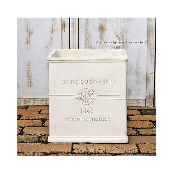 ガーデニング雑貨 グラスファイバー 鉢 ボヌールオリーブスクエア MW ナチュラル おしゃれ ホワイト