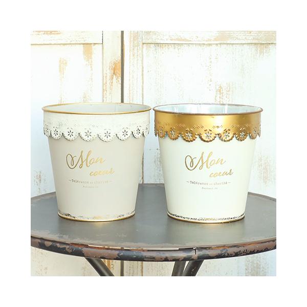 ガーデニング雑貨 アンティーク調 ブリキ モンクールレース ナチュラル ホワイト／グレー