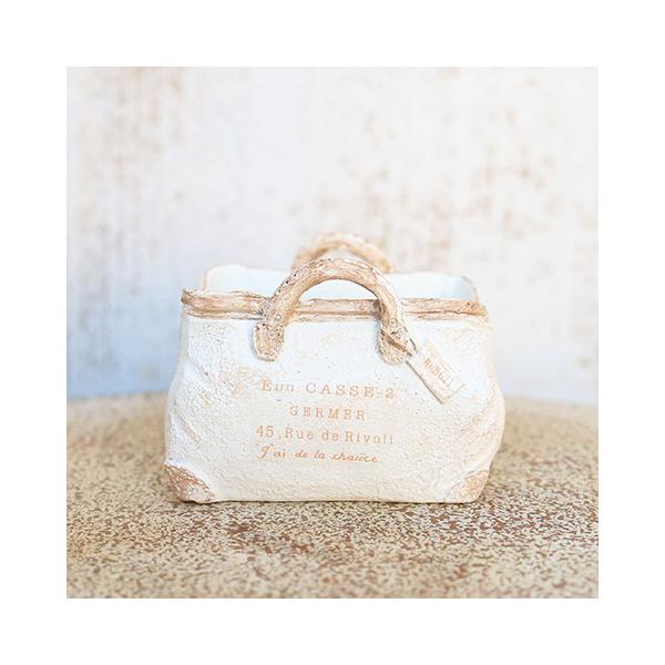 ガーデニング雑貨  ミニプランター リヴォリサック ホワイト カバン 鉢 多肉植物 かわいい ミニ おしゃれ ガーデン