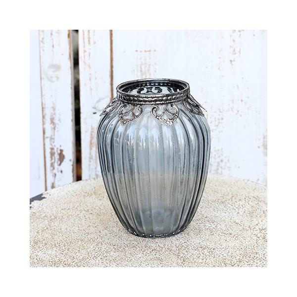 フラワーベース リムレース トールベース 花瓶 アンティーク調 おしゃれ グラスベース 飾る