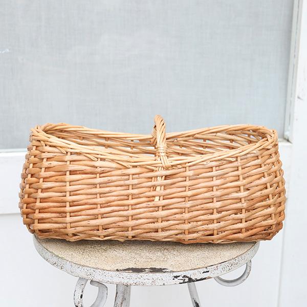 現品販売 ガーデニング雑貨 木製 かご ハンドル付き ワイドバスケット 寄せ植え おしゃれ シンプル