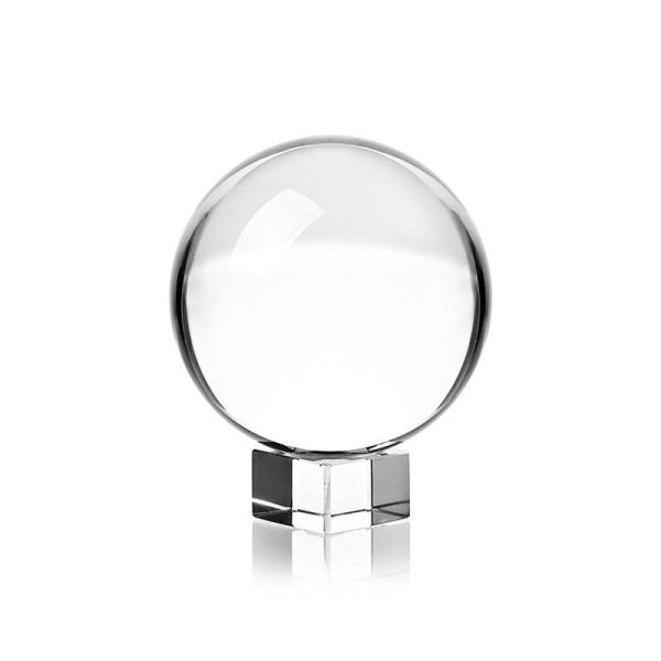 MerryNine クリスタルボール 80mm 無色透明 水晶玉 ガラス玉 ガラスのボールクリスタル台座付き 拭き取り布 風水グッズ マジッ