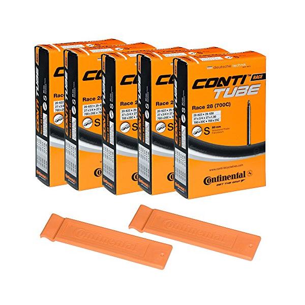 Continental レースチューブ28 700x20-25 S80仏式バルブ80ミリ（5本のコンティチューブ＆2コンティレースタイヤレバーのパック