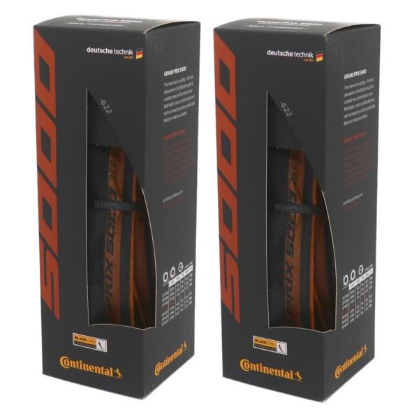 2本セット Continental(コンチネンタル) GRAND PRIX 5000 グランプリ5000 トランスペアレントスキン ブラック black/transparent skin (700x25c) [並行輸入品]