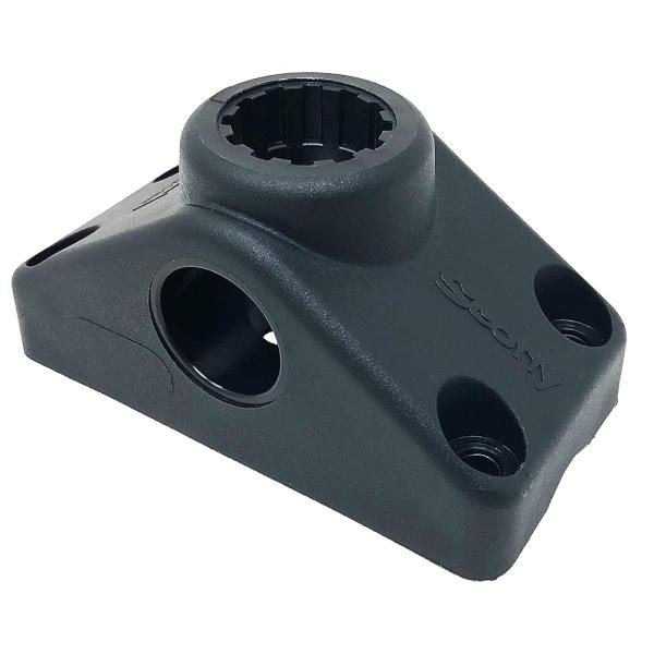 「商品情報」「主な仕様」スコッティのマウントベースです。船べり上部だけでなく、側面にも取り付け可能なマウントです。全てのスコッティ製のポストタイプのロッドホルダーやアクセサリーに適合します。