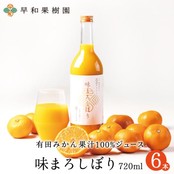 果物 ジュース みかん 無添加 ストレート 果汁100% 早和果樹園 味まろしぼり 720ml×6本入w 和歌山 有田 温州みかん