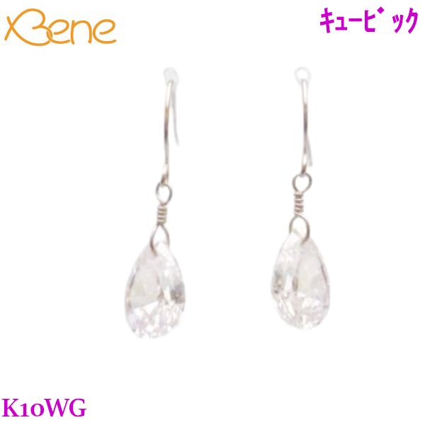 K10WG キュービック フック ピアス しずく 雫 ドロップ : Beneベーネ